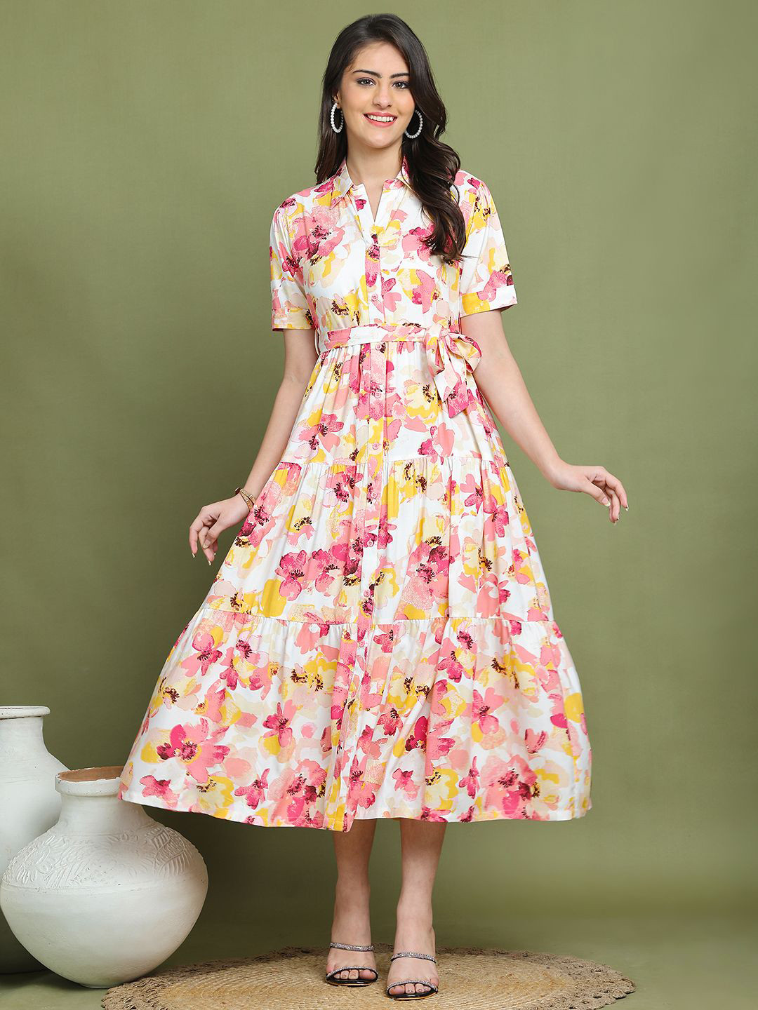 Claura Women Floral Printed Maxi Midi Dress