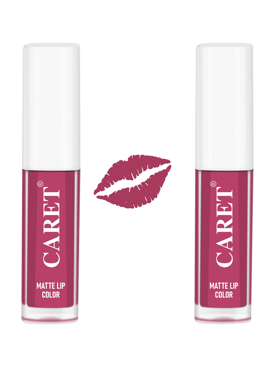 CARET ORGANIC Set Of 2 Transfer Proof  Mini Liquid Matte Lipstick -2ml Each - Punch Pink
