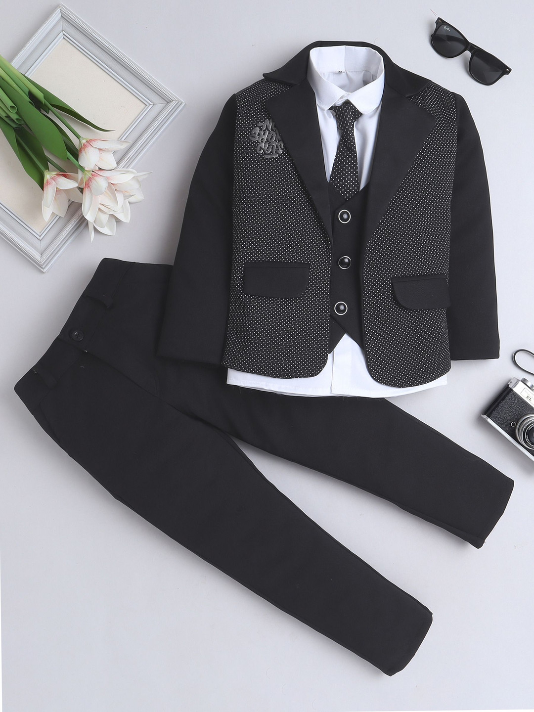 Based Boys Solid 3 Piece Suit