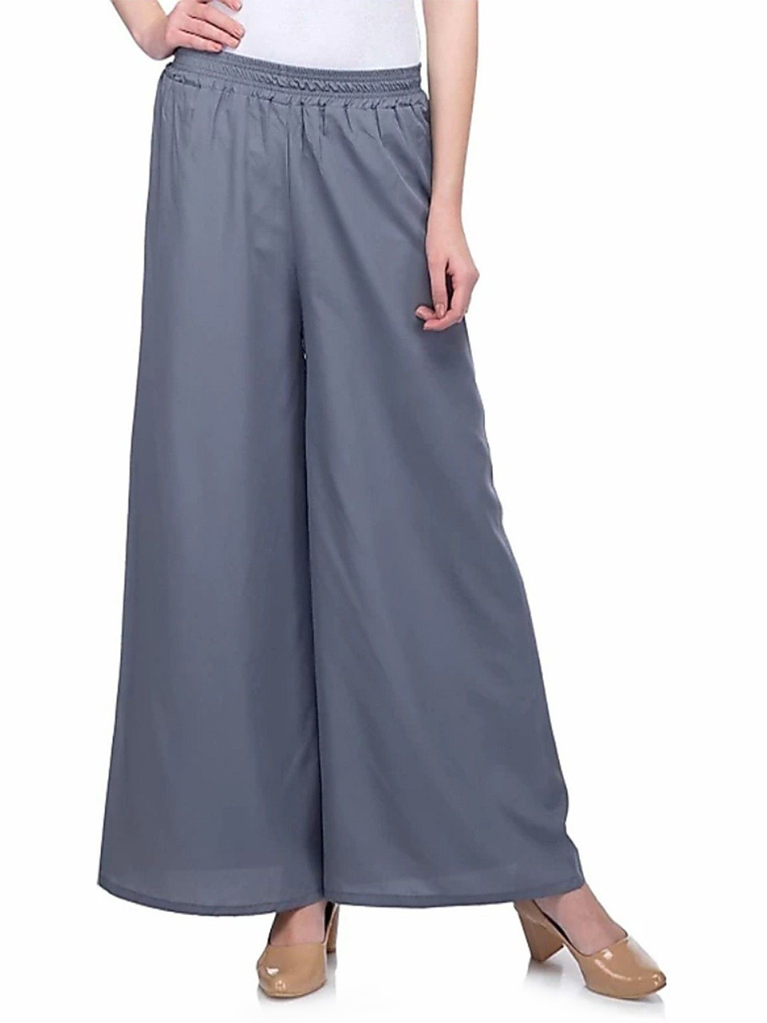 FAMBEE Women Flared Knitted Palazzos