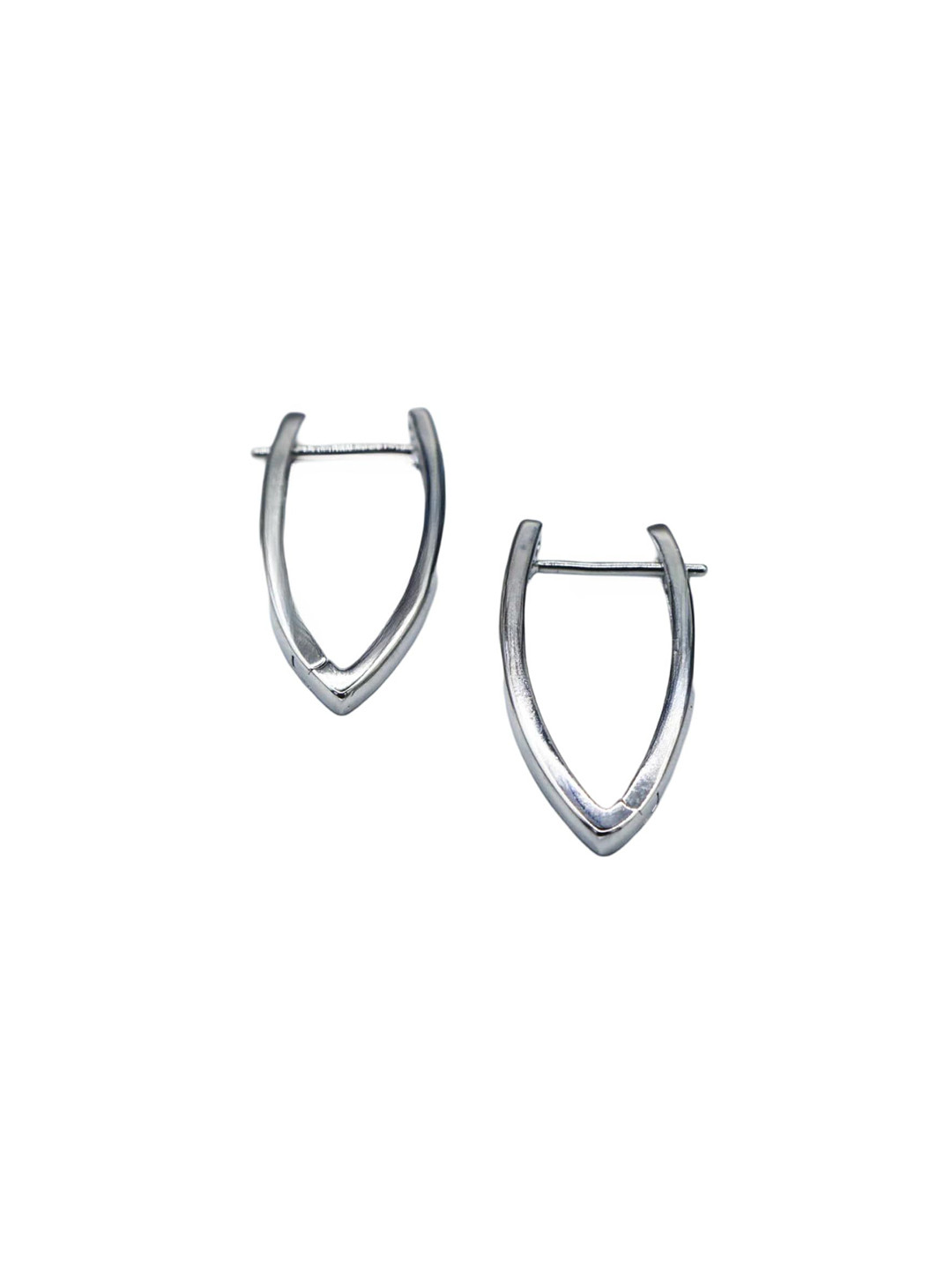 ISHI New York Rhodium-Plated Chevron Hoop Earrings