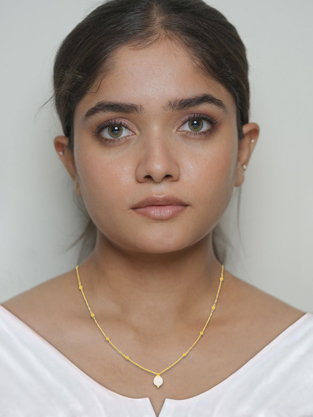 BHIMA 22K BIS Hallmark 916 Purity Yellow Gold Pearl Pendant Necklace