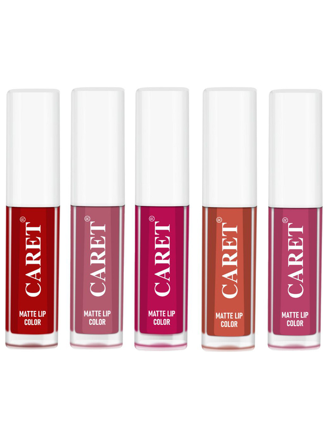 CARET ORGANIC Set Of 5 Liquid Matte Lipsticks - 10 ml - 3 - 2 - 5 - 6 - 8