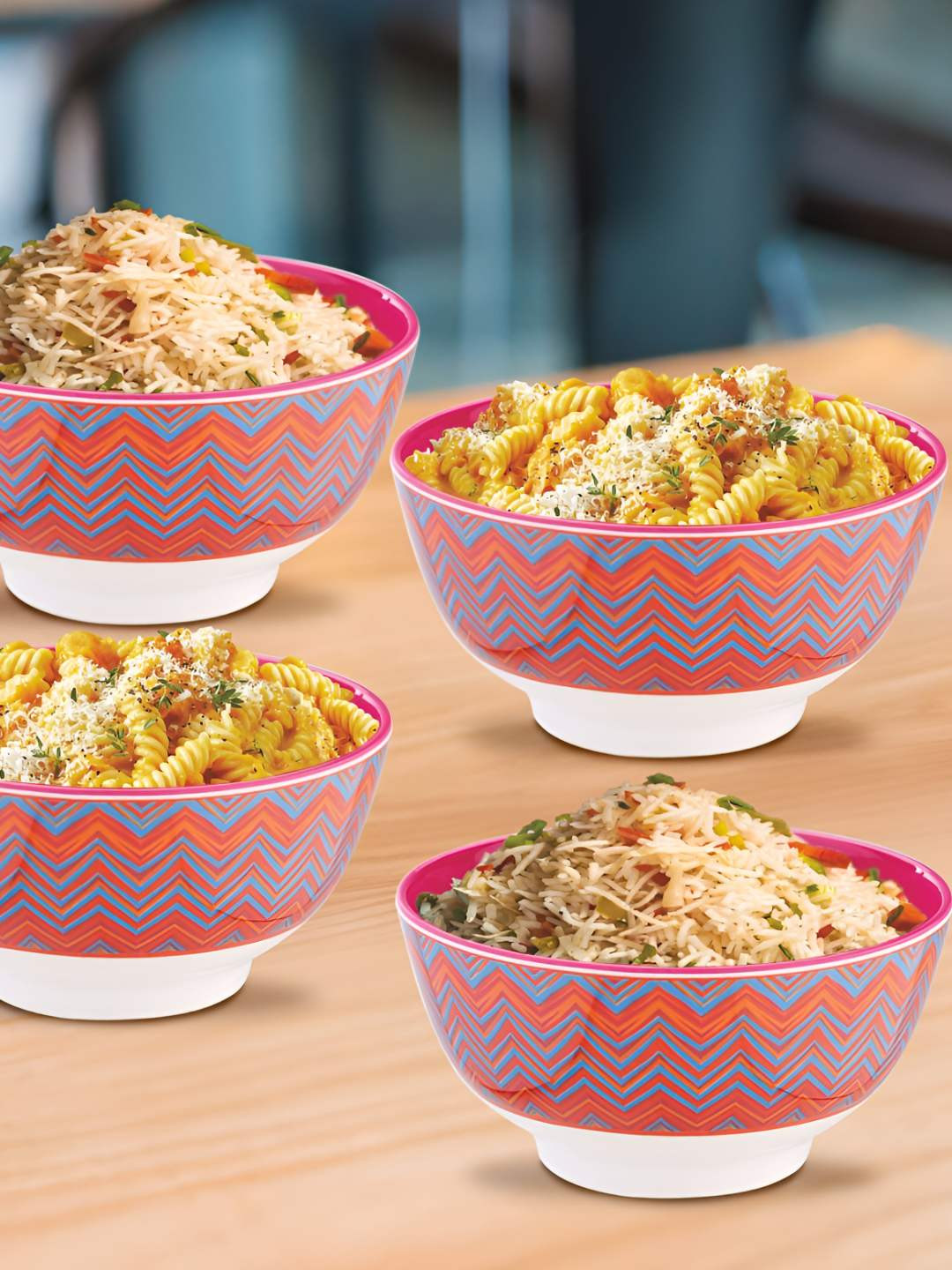 Nayasa Melamine Set of 4 Chevron Serving Bowl Set- 750 ml