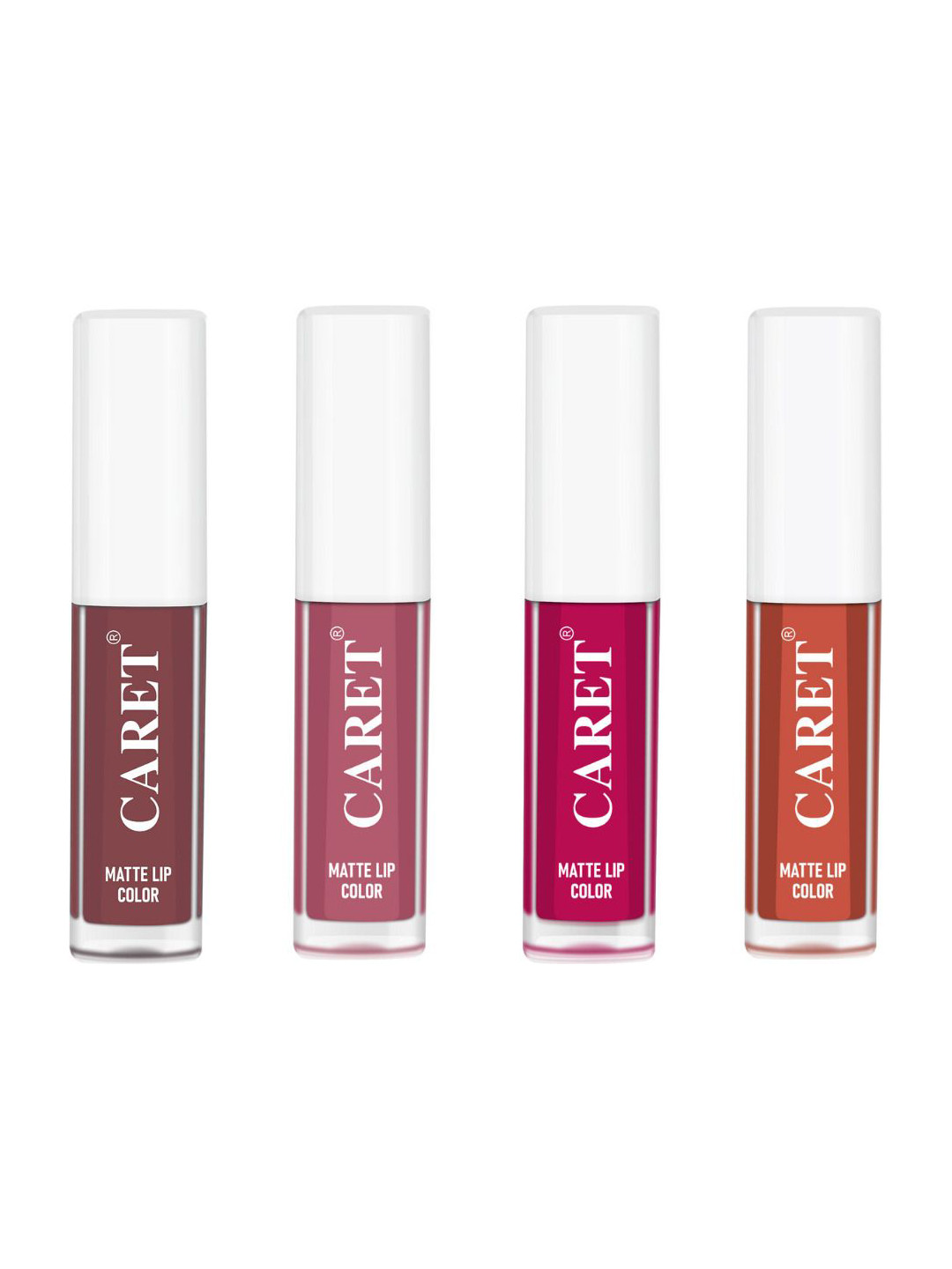 CARET ORGANIC Set Of 4 Super-Pigmented Liquid Matte Lipsticks - 8 ml - Shade 1-2-5-6