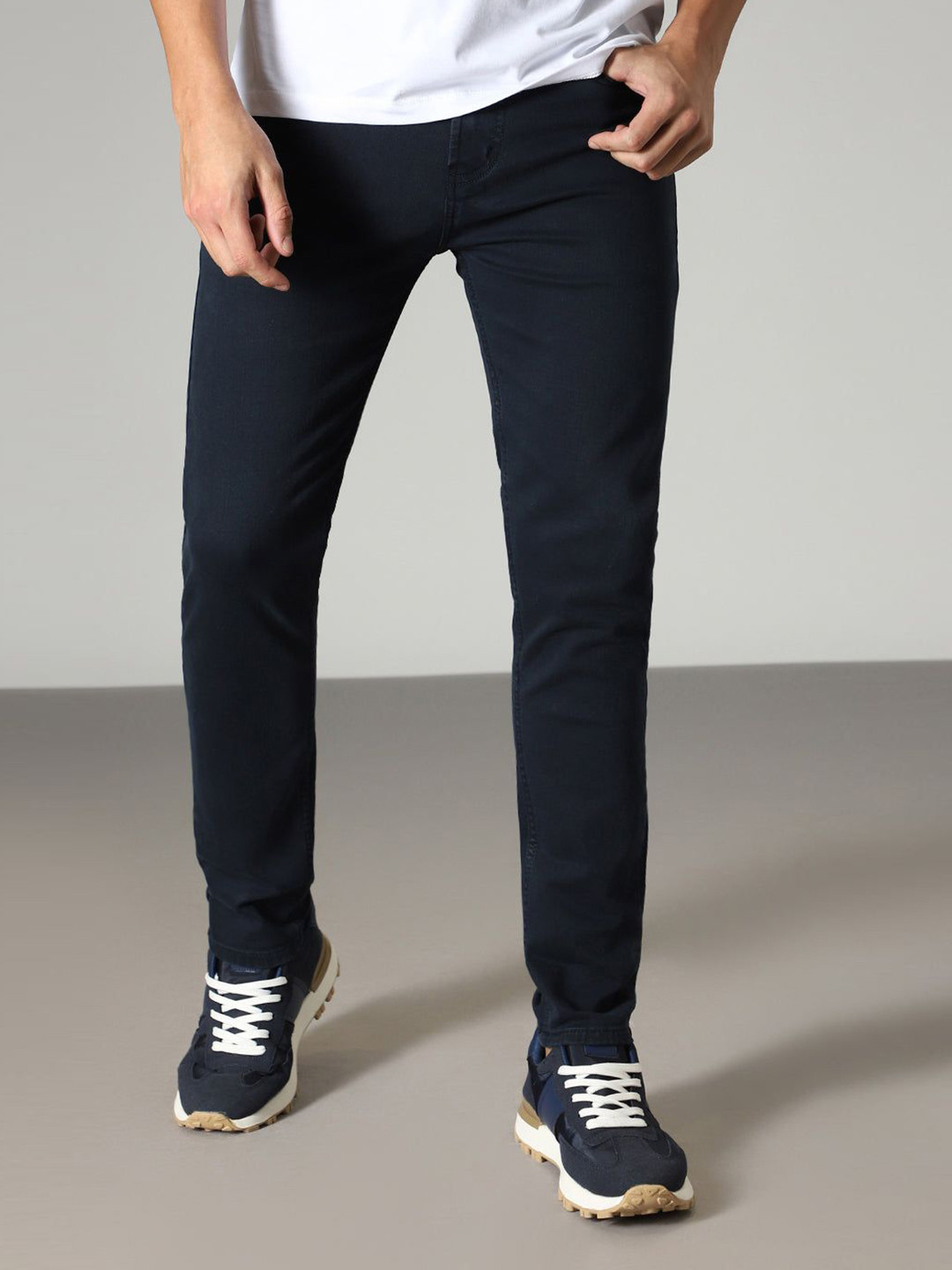 Banana Club Men Navy Blue Ankle Slim Fit Denim Jeans