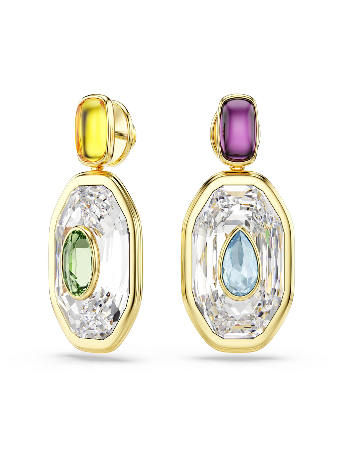 SWAROVSKI CHROMA Gold-Plated Crystal Stone Studded Geometric Shaped Drop Earrings