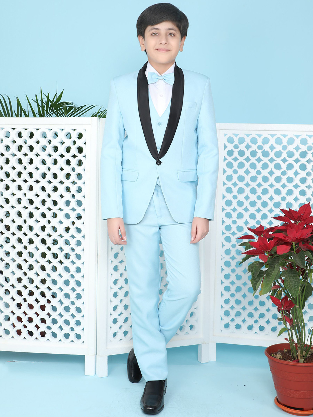 Jeetethnics Boys Solid Waistcoat with Shirt and Trousers & Coat