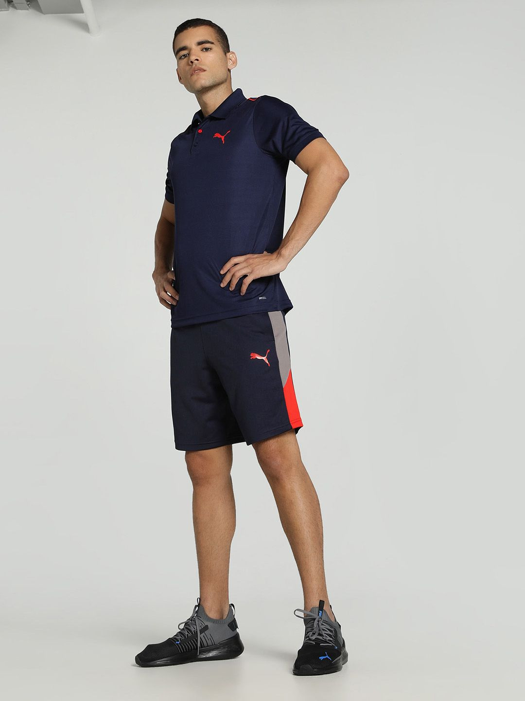 Puma Performance Men Colorblocked Mid Rise Cricket Shorts