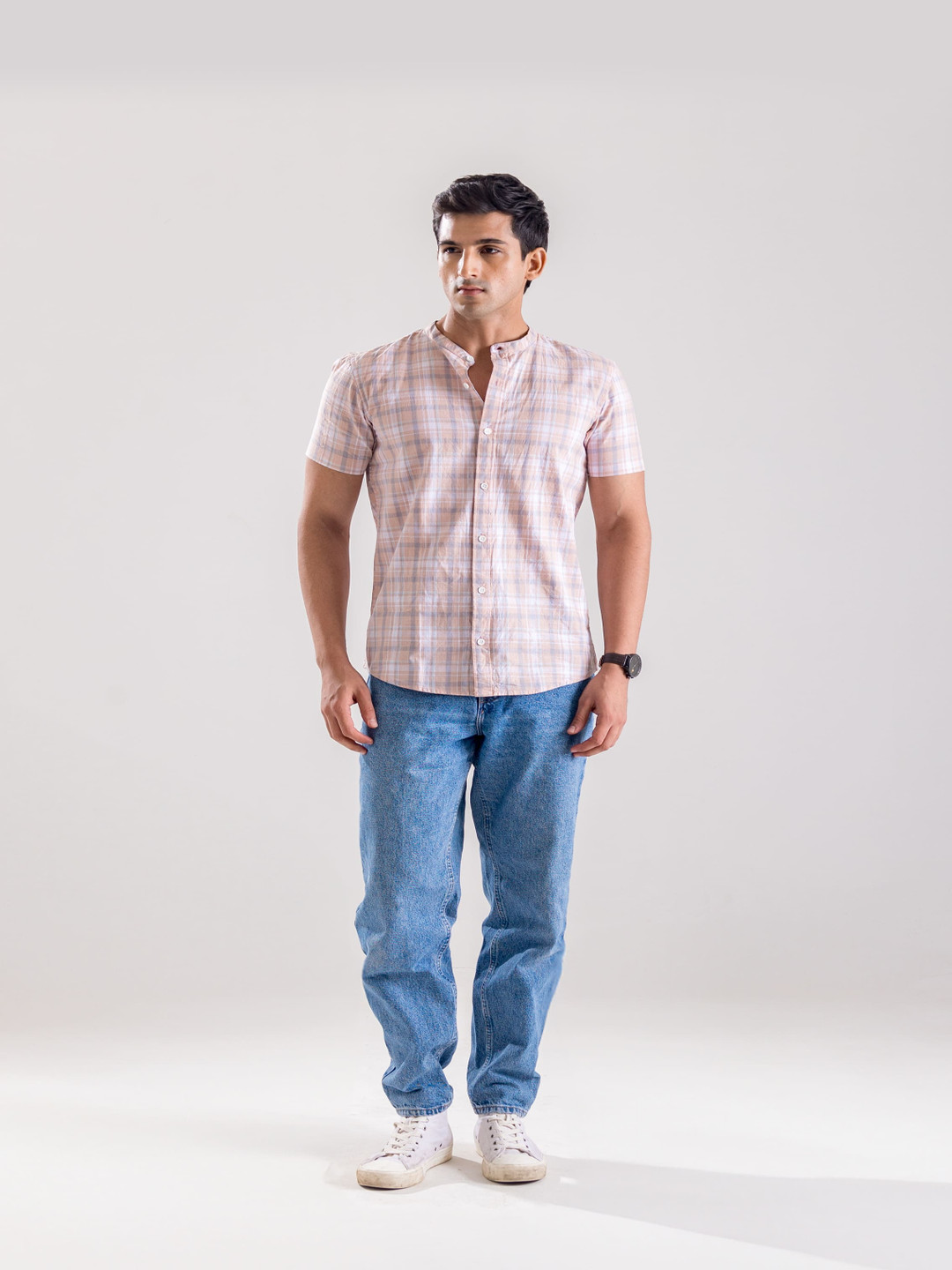 Code 61 Men Regular Fit Micro Checked Cotton Shirt