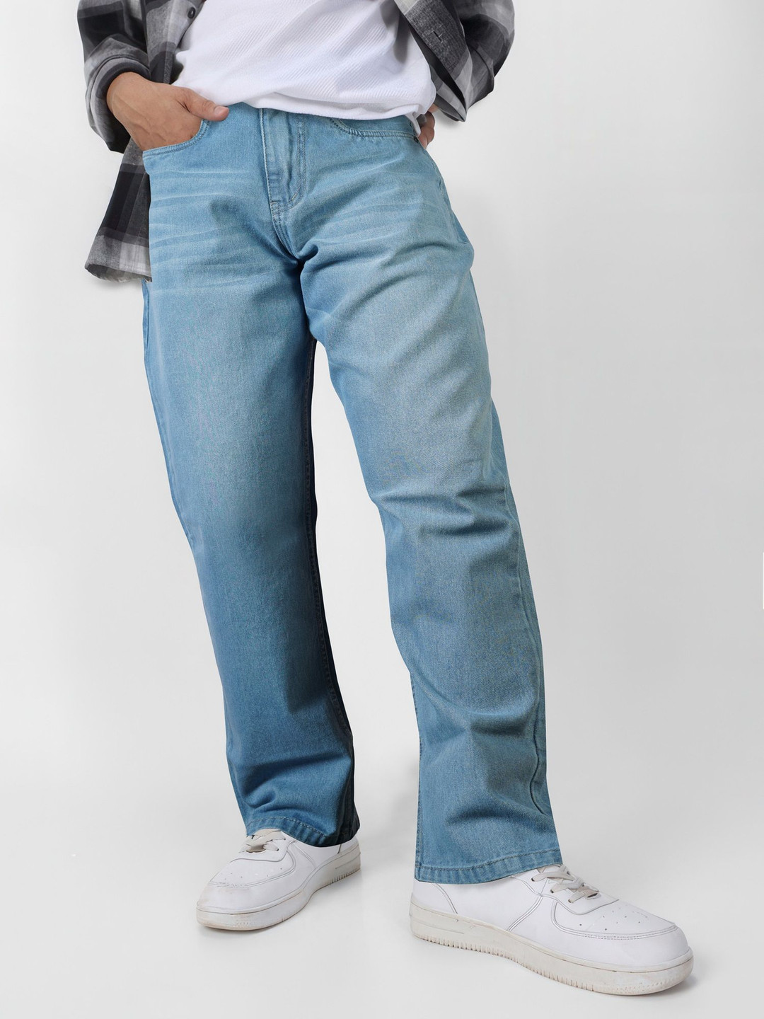 Jb Just BLACK Men Loose Relaxed Fit Light Fade Jeans