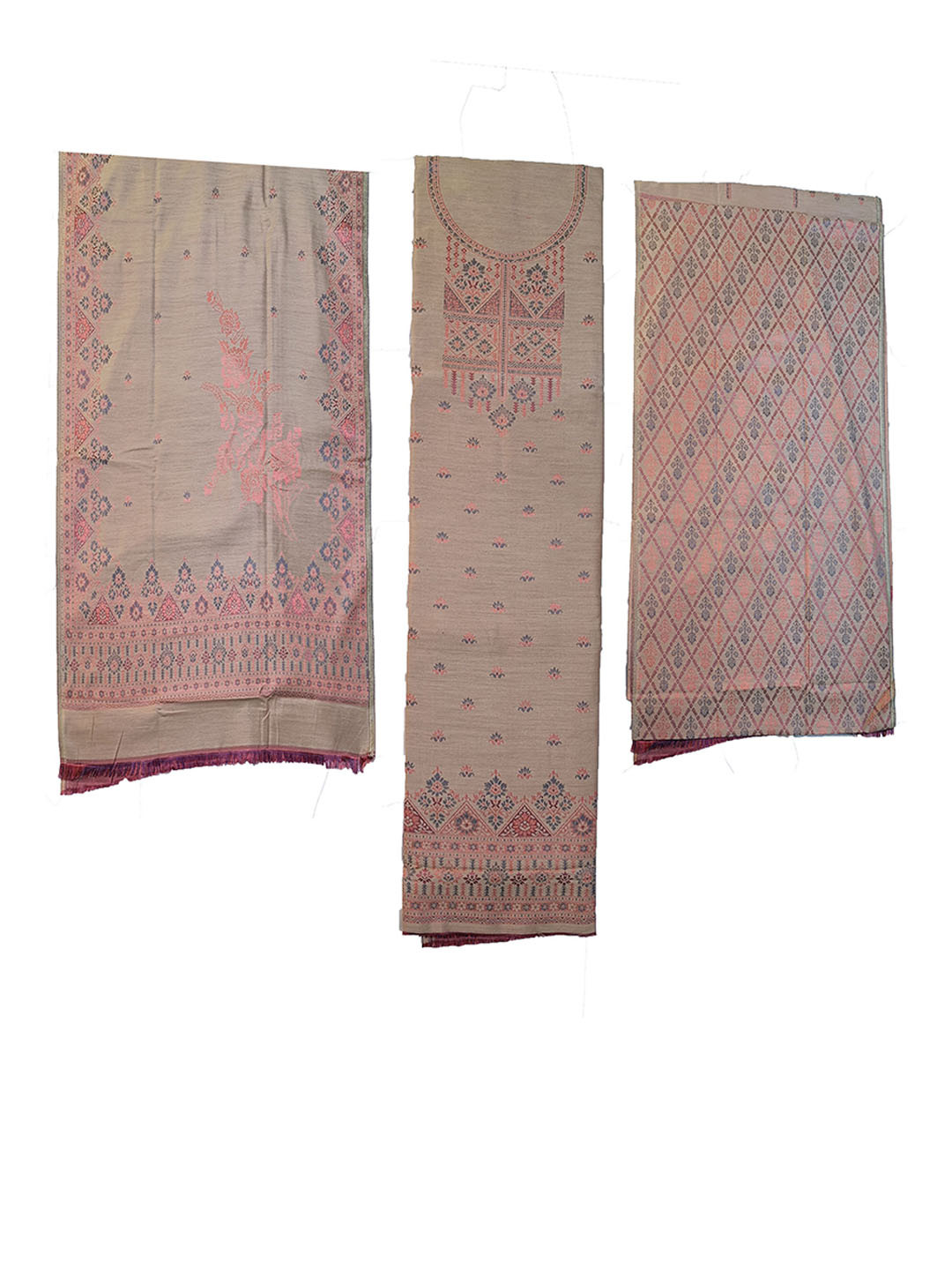 Vrinde Ethnic Motifs Woven Design Pashmina Wool Unstitched Dress Material