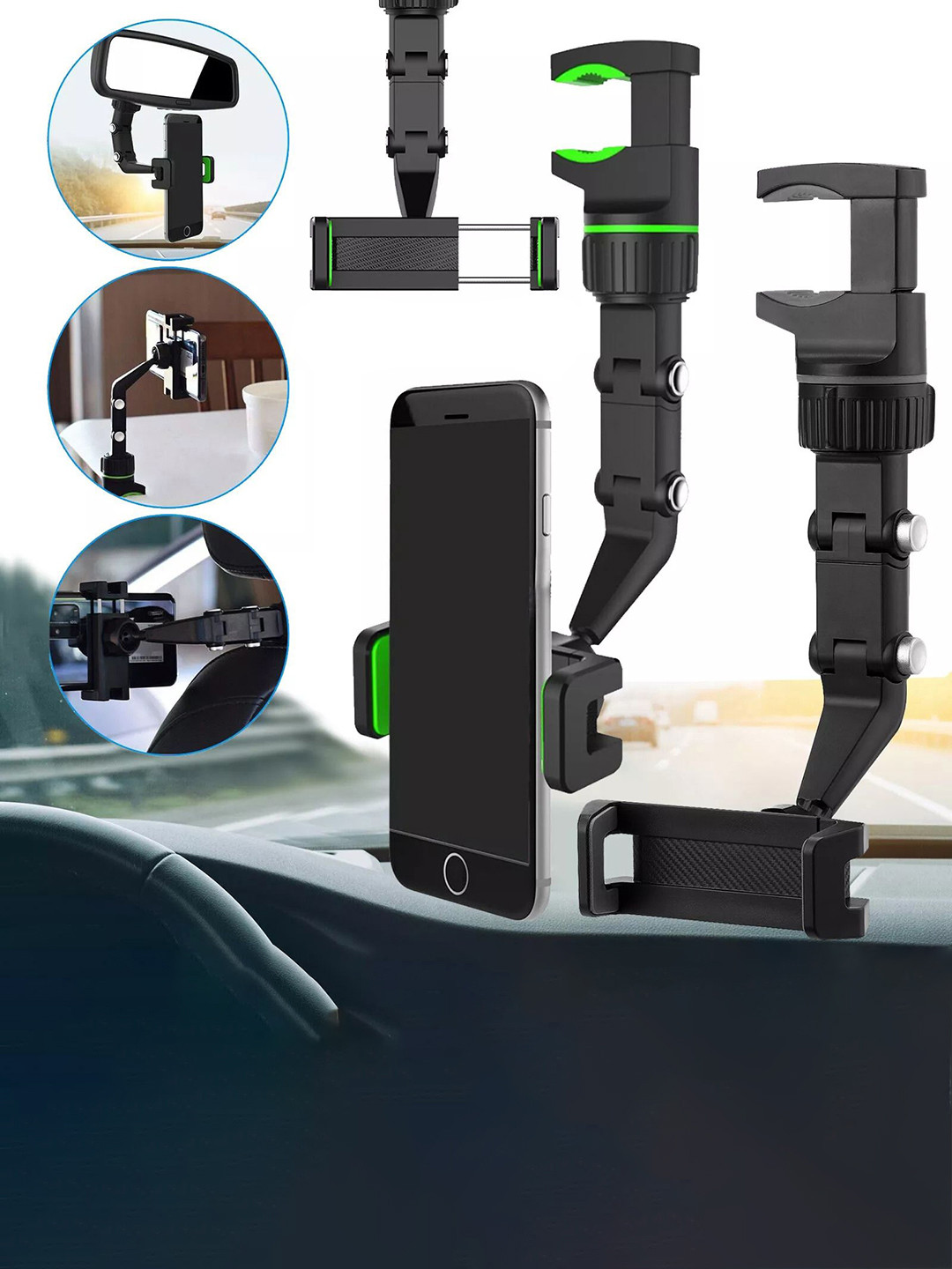 Flenzy Solid 360 Degree Rotating Retractable And Foldable Car Phone Holder Holster Cover