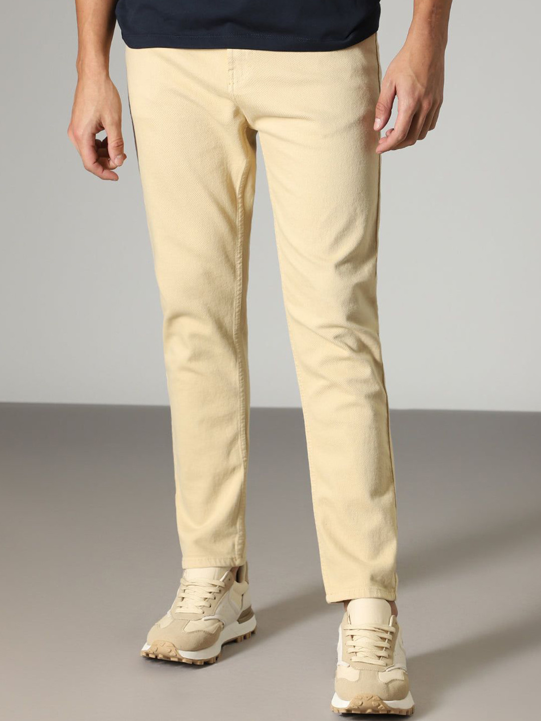 Banana Club Men Cream Beige Carrot Fit Denim