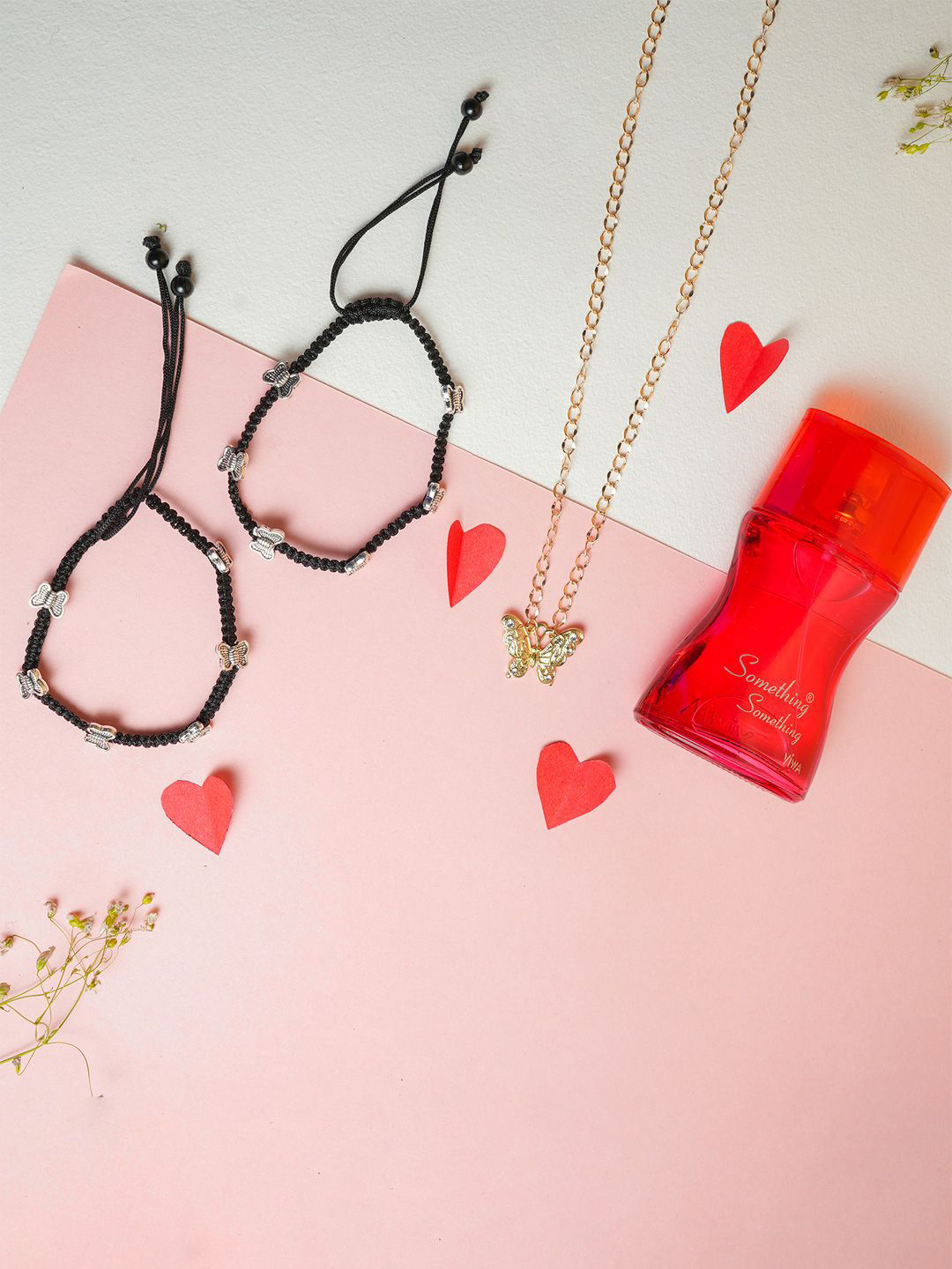 VIRAASI Set Of 3 Valentine Butterfly Chain With Anklet And Perfume Gift Set