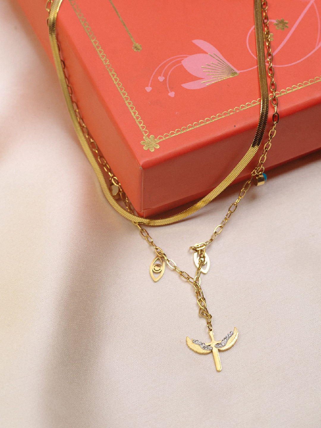 ARTKLIM Gold Plated Double Layered Pheonix Eagle Minimal Chain