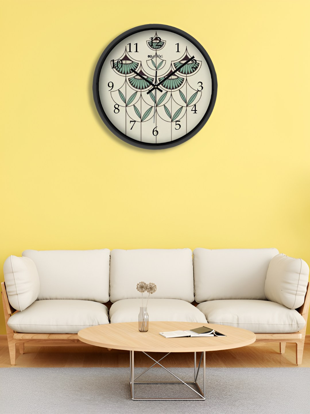 OLIVE TREE Printed Plastic Ultra Clear Glass Battery Analogue Wall Clock-30.5cm
