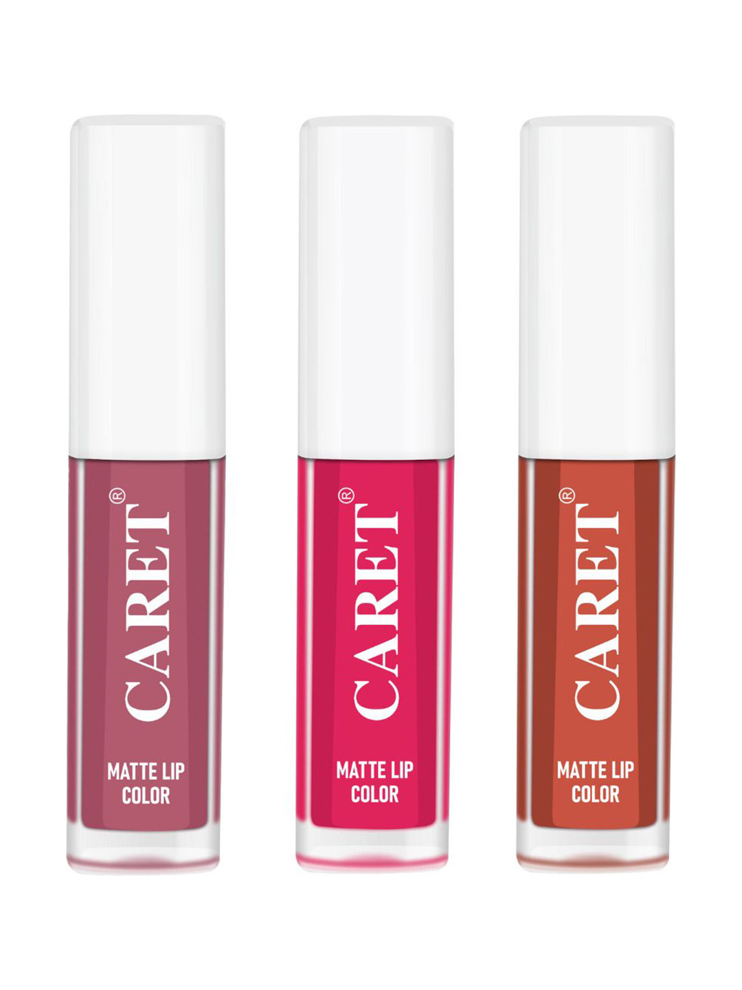 CARET ORGANIC Set Of 3 Super-Pigmented Liquid Matte Lipsticks - 2 ml Each - 2- 4 -6