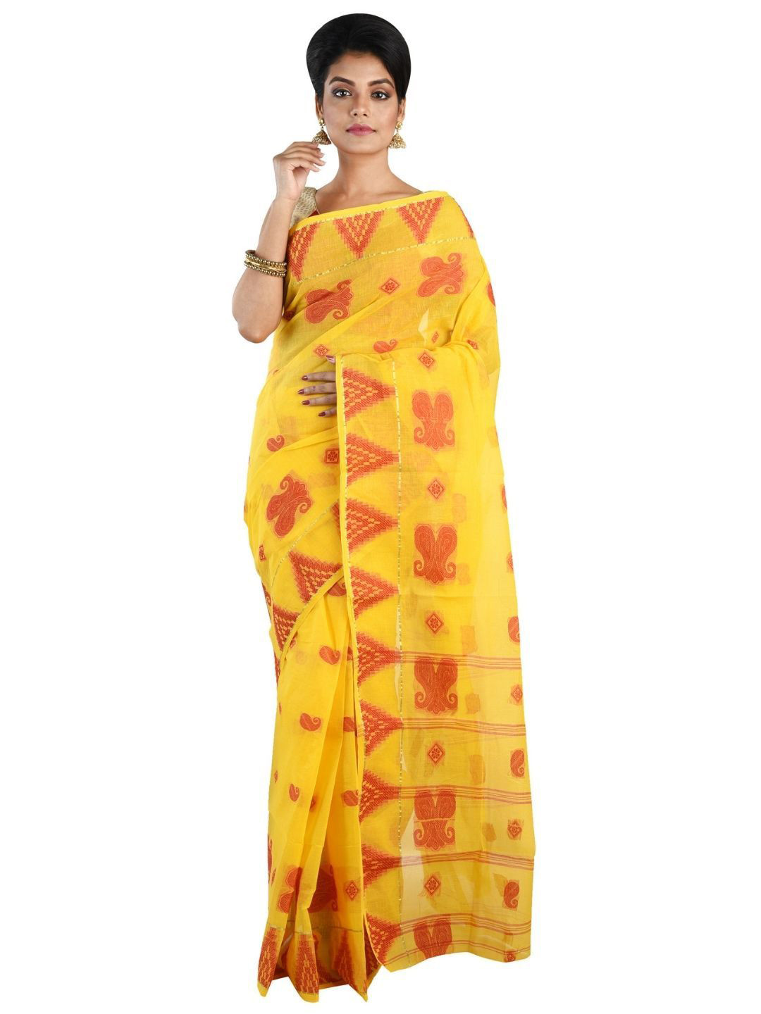 RAJ SAREE HOUSE Pure Cotton Jamdani Saree