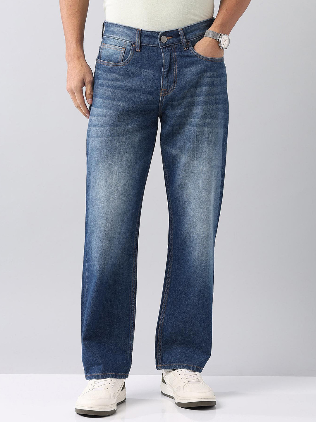 AD By Arvind Men Baggy Fit Light Fade Cotton Jeans