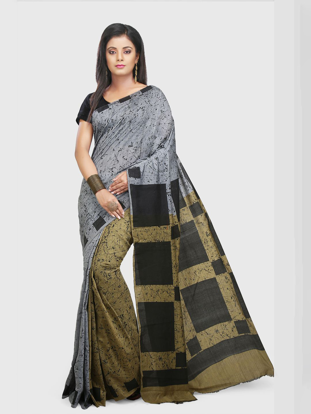 Crochetin Printed Half and Half Saree