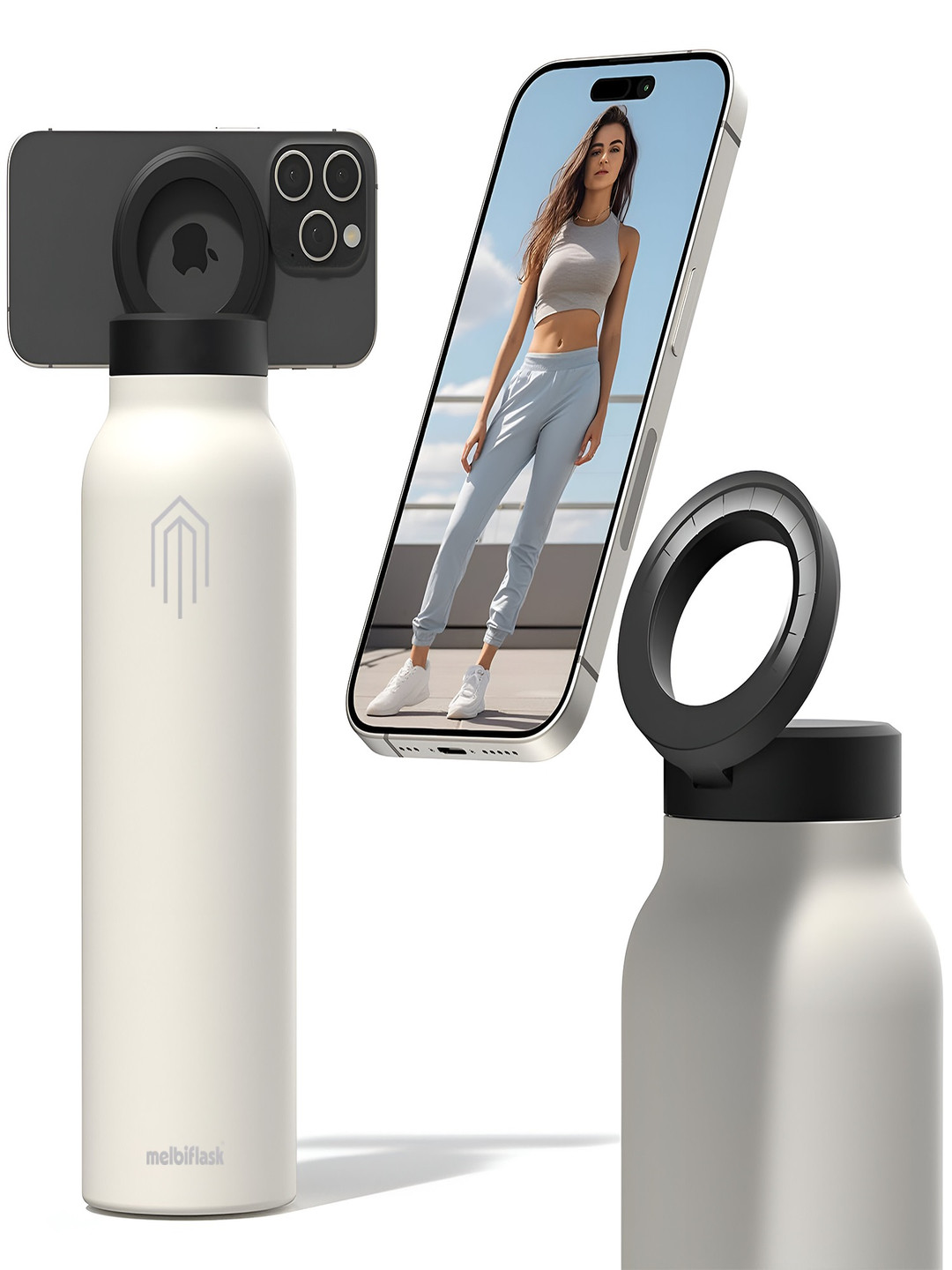 MELBIFY White Brand Logo Stainless Steel Double Wall Vacuum Flask - 750ml