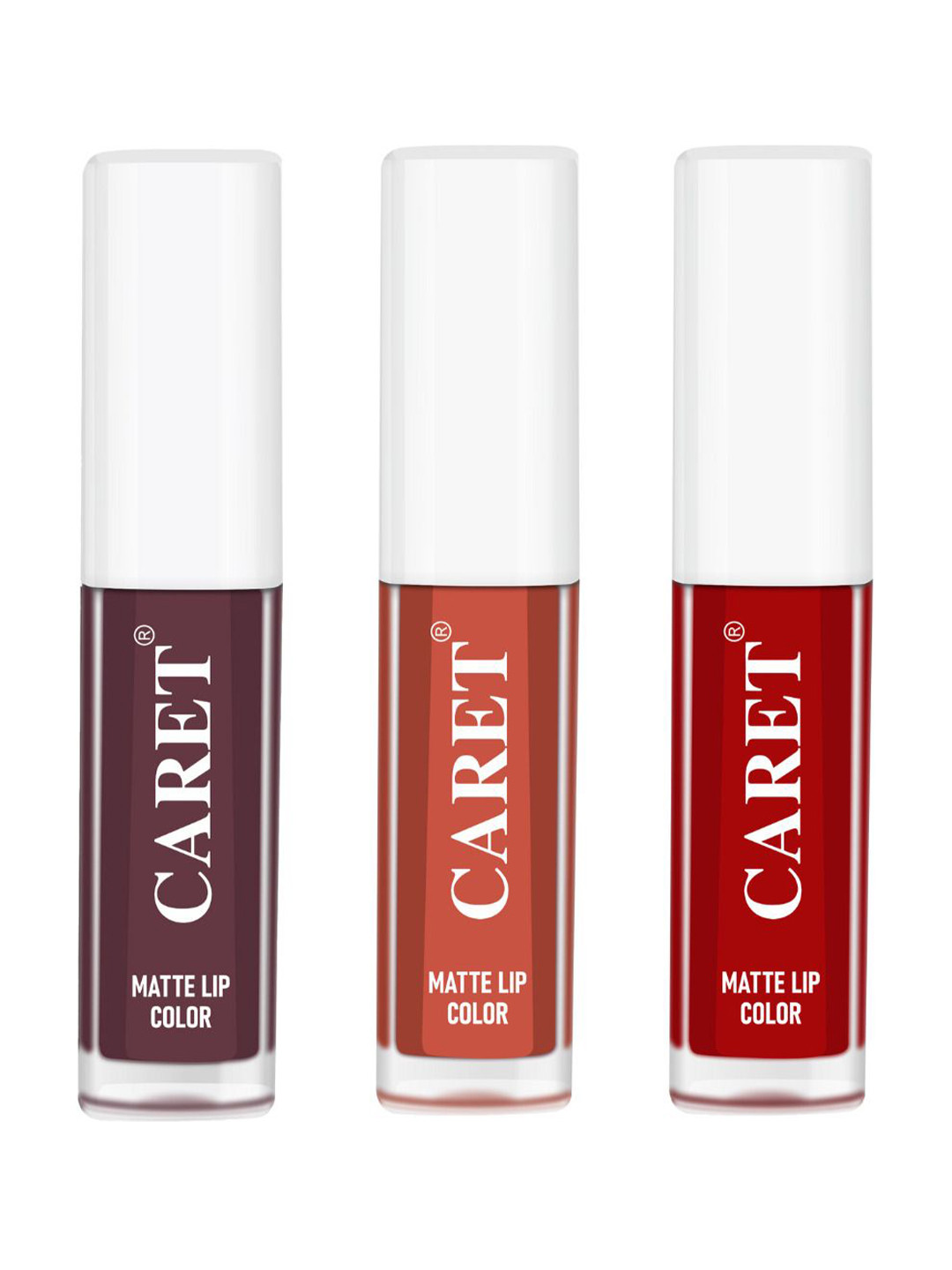 CARET ORGANIC Set Of 3 Super-Pigmented Liquid Matte Lipsticks - 2 ml Each - 7-6-3