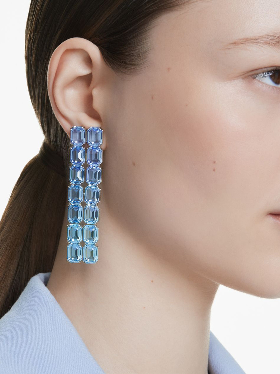 SWAROVSKI Millenia Rhodium-Plated Crystal Studded Contemporary Drop Earrings