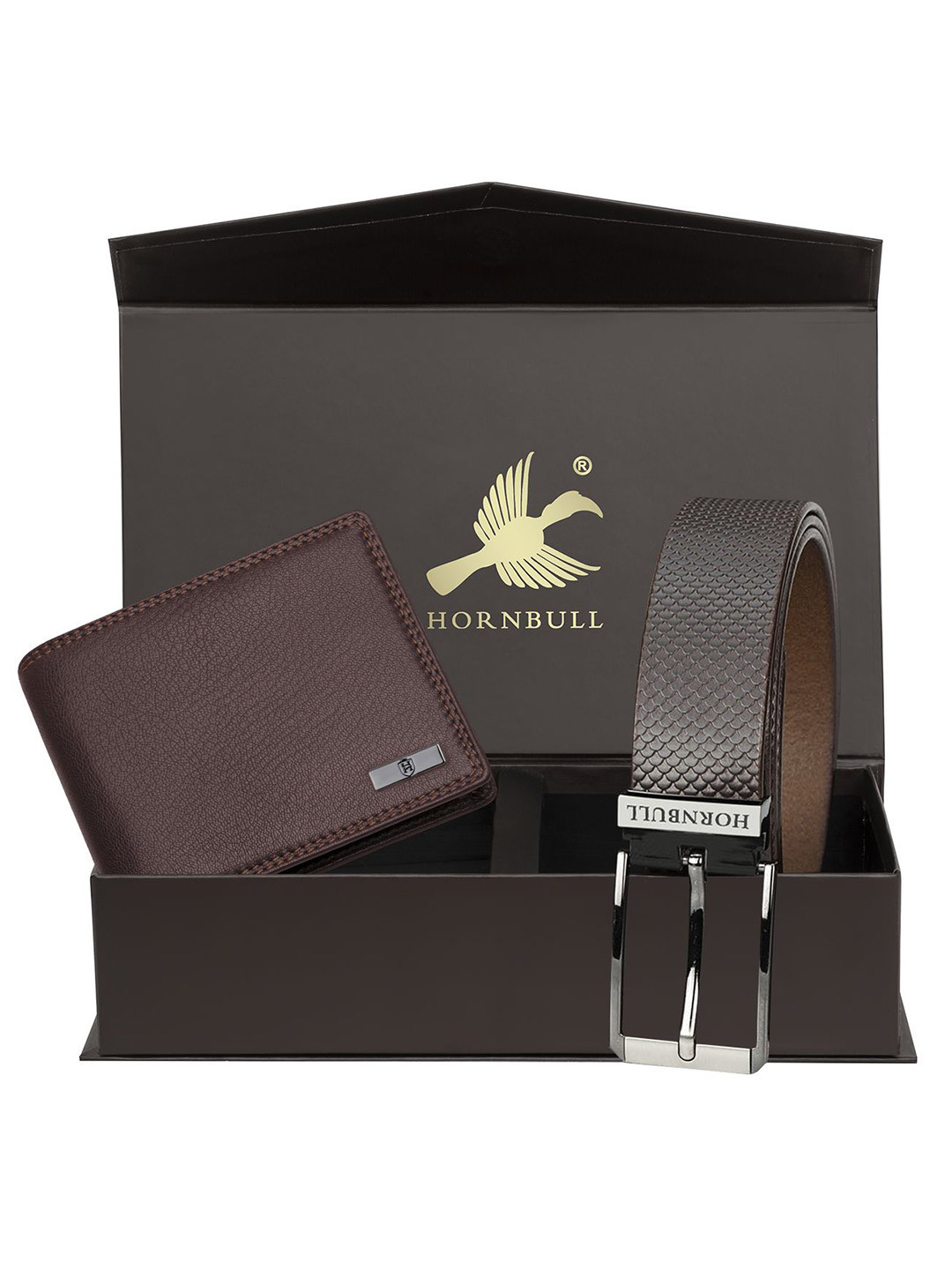 Hornbull Men Stella Leather RFID Protected Wallet & Belt Accessory Gift Set
