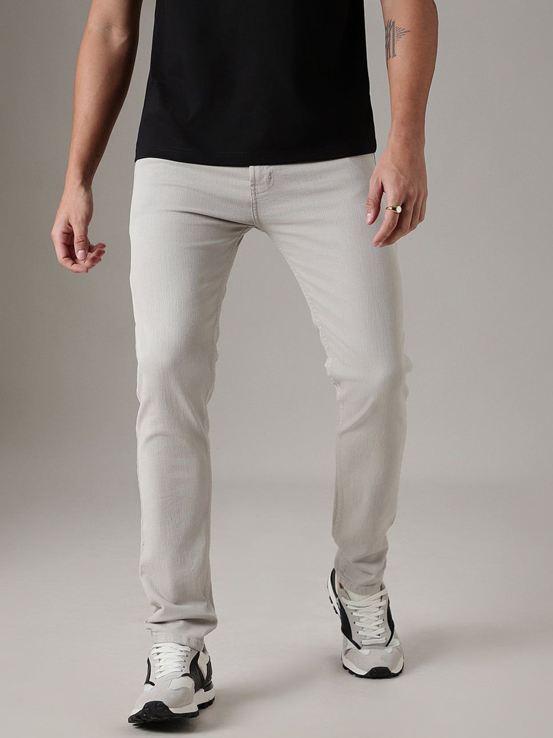 Banana Club Men Tan Beige Slim Fit Denim