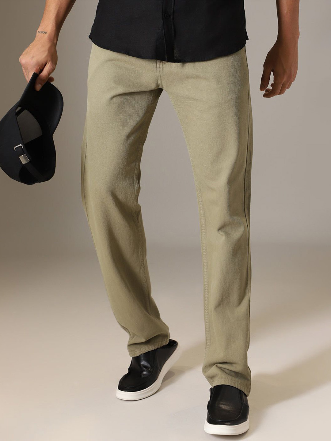 Banana Club Men Light Olive Straight Fit Denim