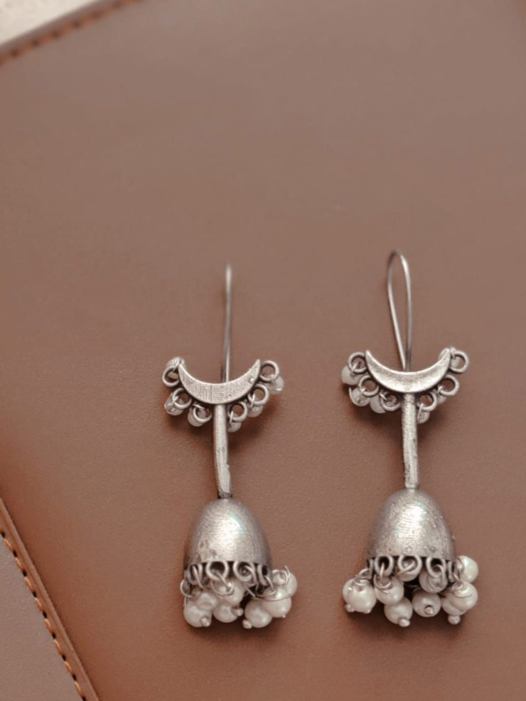 Janpath Online Oxidised Artificial pearls beaded Dome Shaped Jhumkas