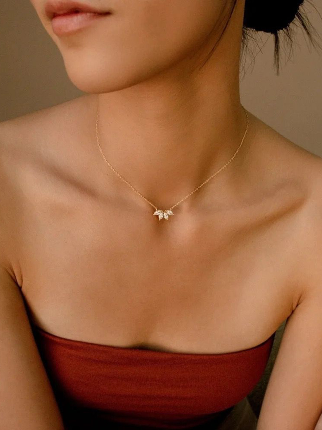 Inaya Gold-Plated Cubic Steel Stainless Steel  Western Style Necklace