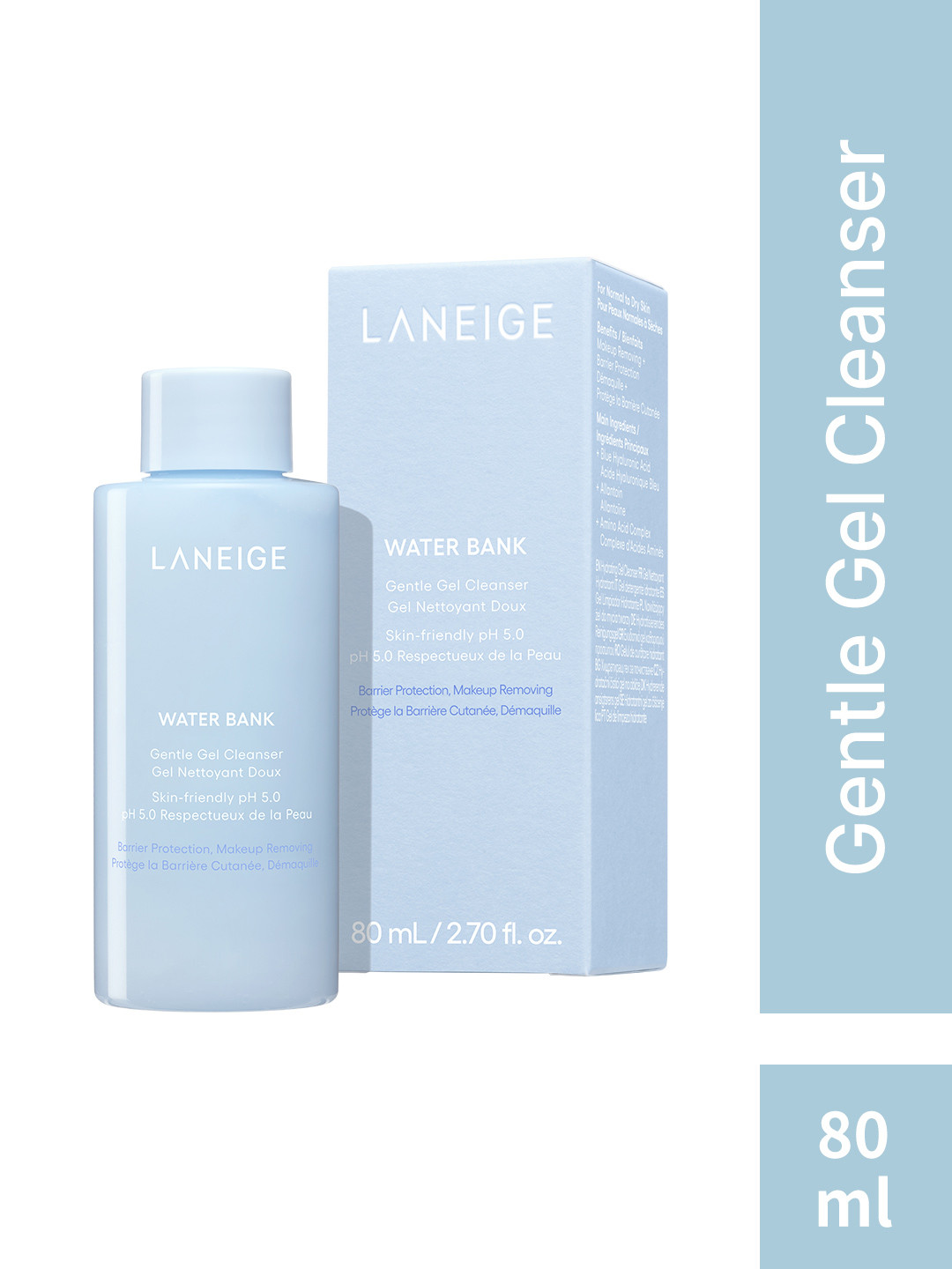 LANEIGE Water Bank Gentle Gel Cleanser Mini with Blue Hyaluronic Acid - 80 ml