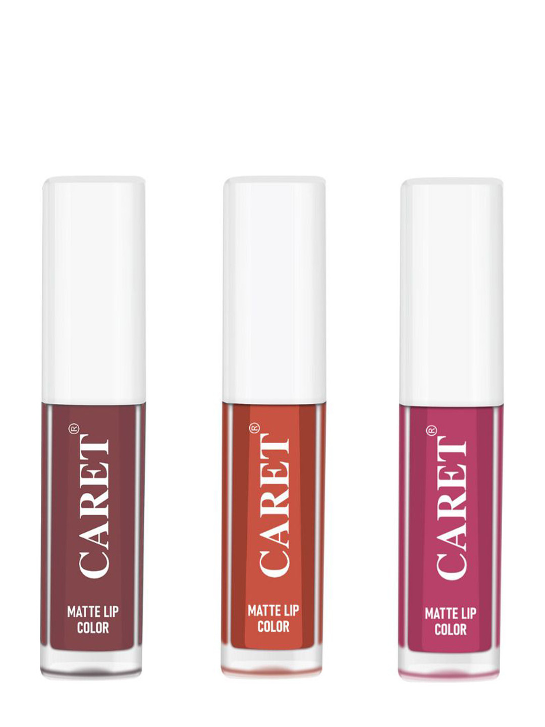 CARET ORGANIC Set Of 3 Super-Pigmented Liquid Matte Lipsticks - 2 ml Each - 1 - 6 - 8