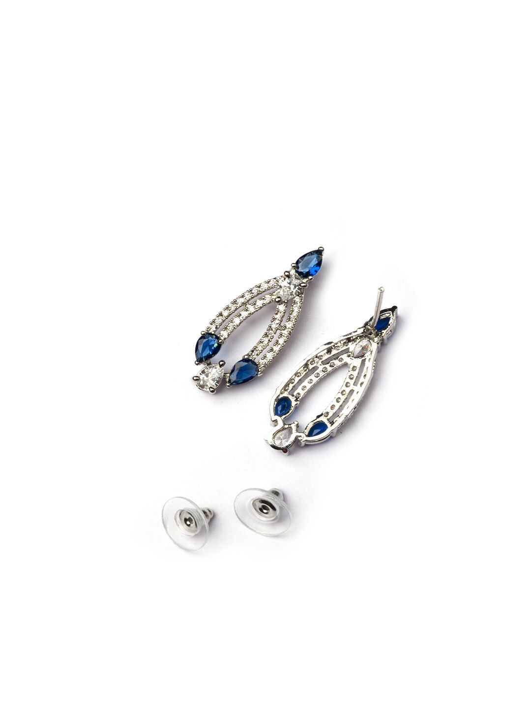 StileAdda Sleek Silver-Plated American Diamond Studded Jewellery Set