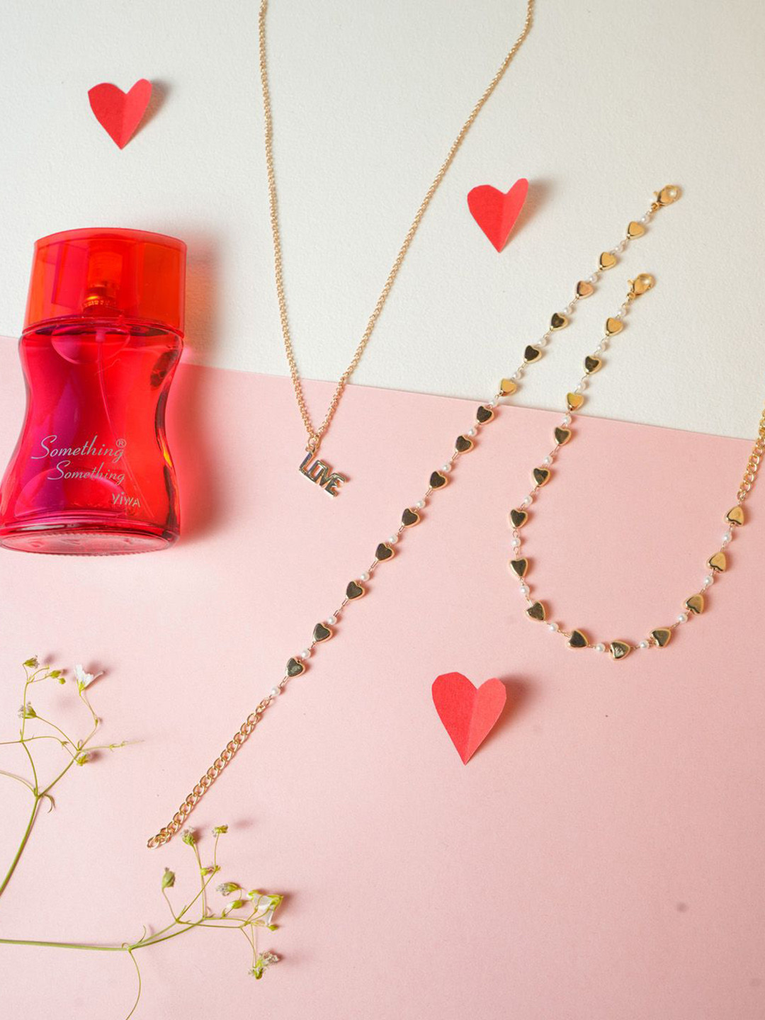 VIRAASI Set Of 3 Valentine Chain With Anklet And Perfume Gift Set