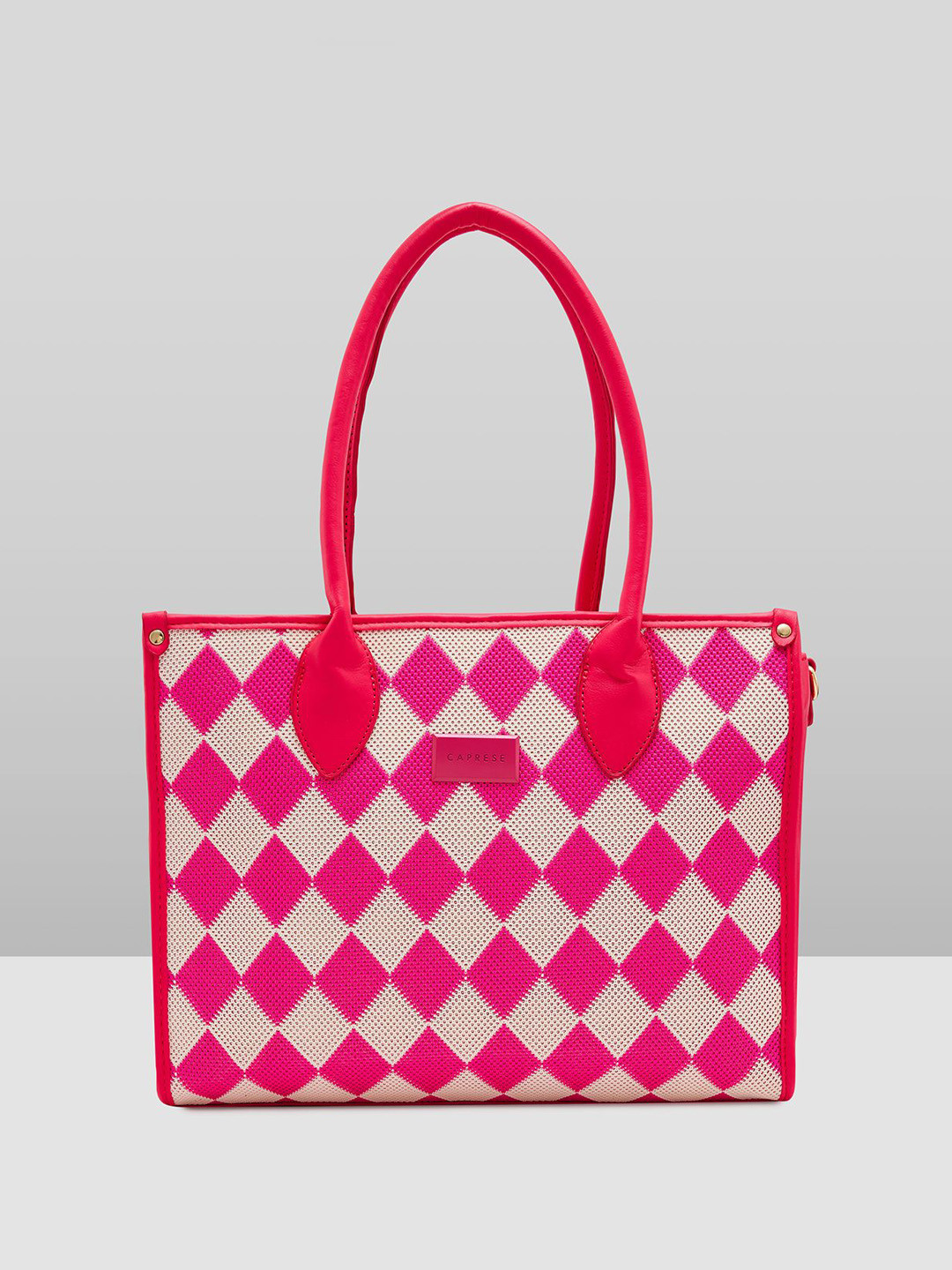 Caprese Checker Women Fuchsia Medium Satchel Bag