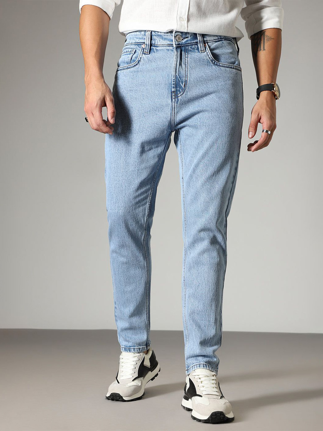 Banana Club Men Mid Light Blue Straight Fit Denim Jeans