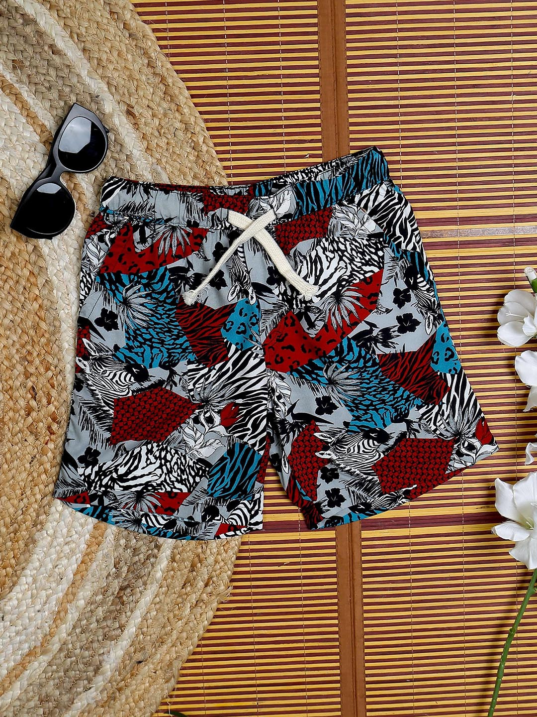 The Lion and The Fish Boys Zebra Printed Relaxed Fit Short