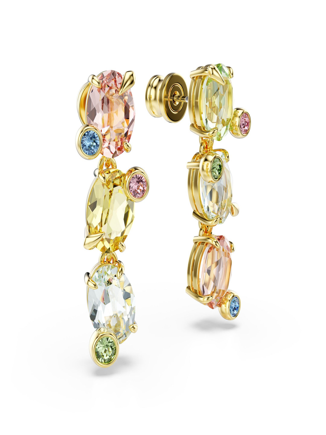 SWAROVSKI Gold-Plated Crystal Studded Oval Shaped Drop Earrings