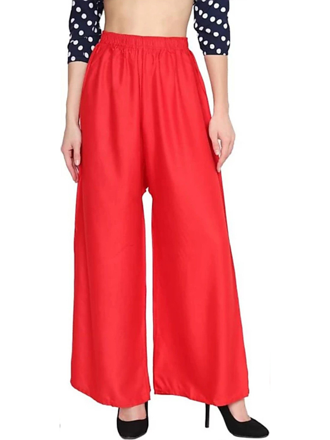 FAMBEE Women Flared Knitted Palazzos