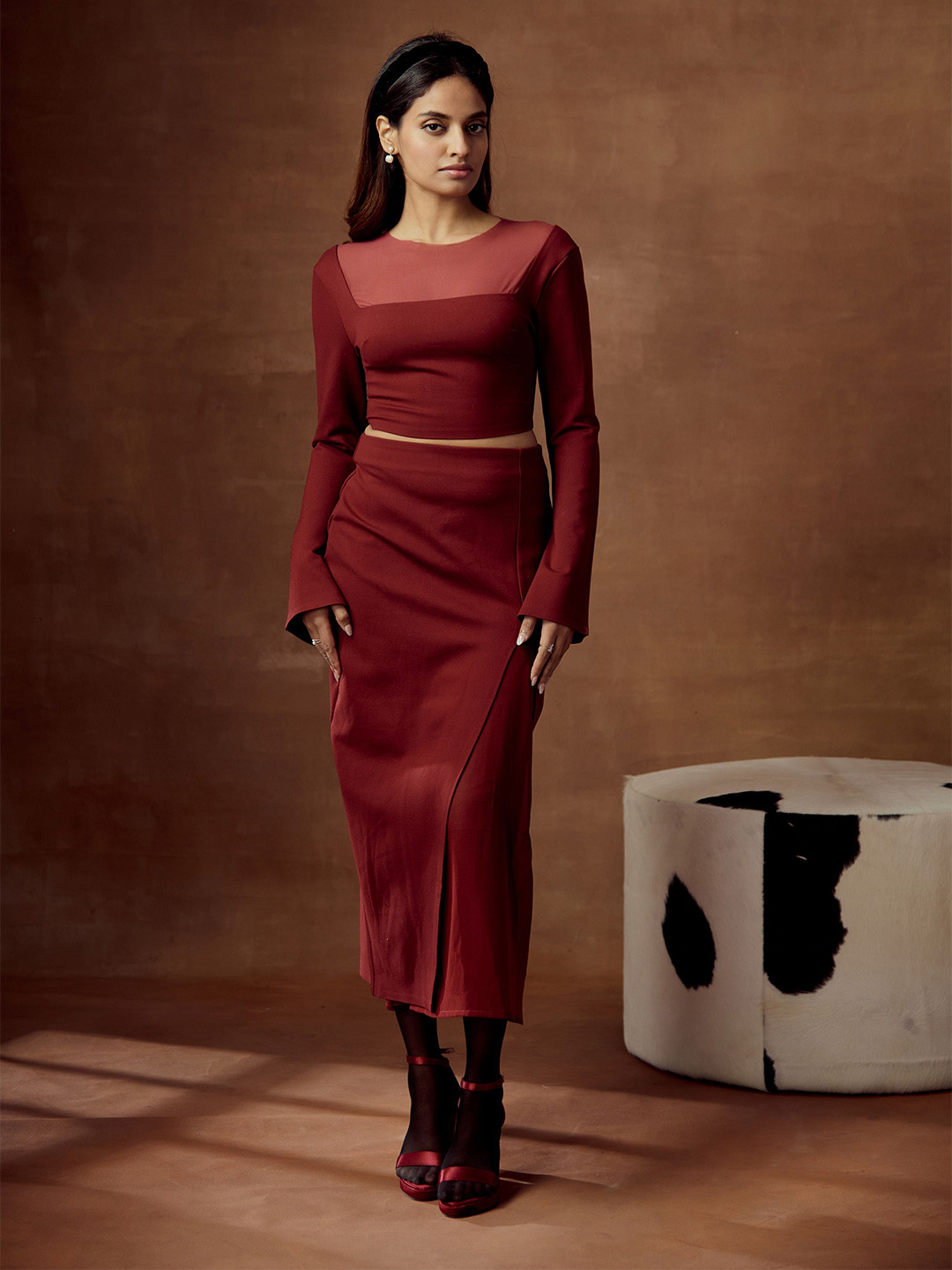 Lea Clothing Co. Casiane Red High-Waisted Maxi Skirt