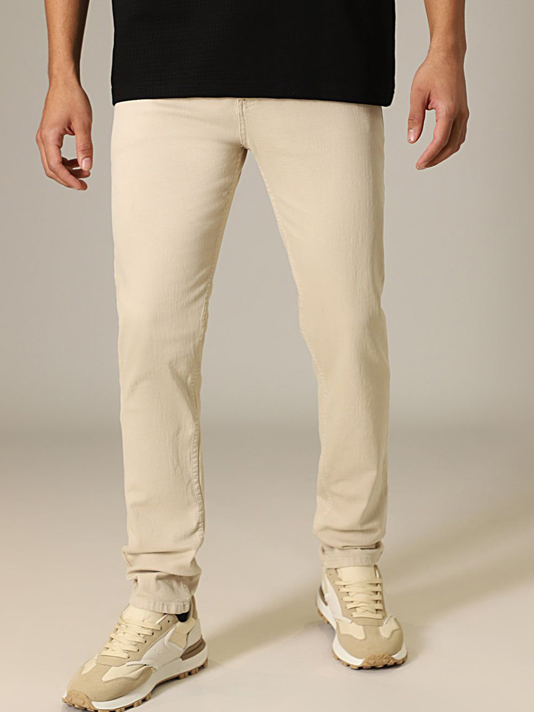 Banana Club Men Cream Ankle Slim Fit Jeans