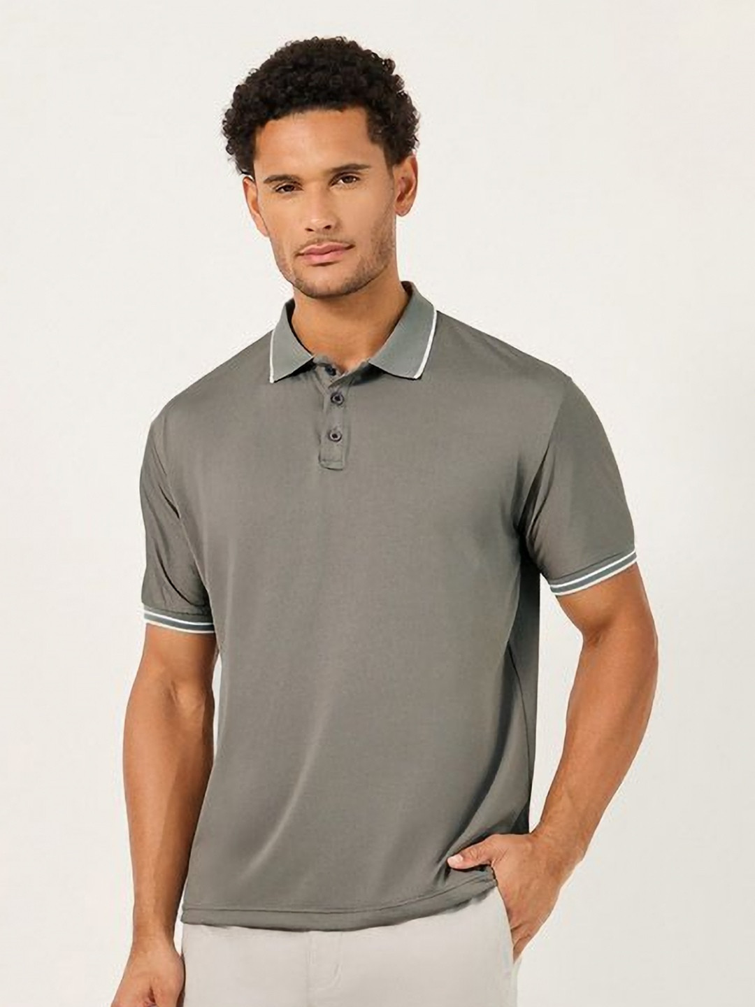 Styli Regular Fit Contrast Tipped Detail Polo Collar T-Shirt