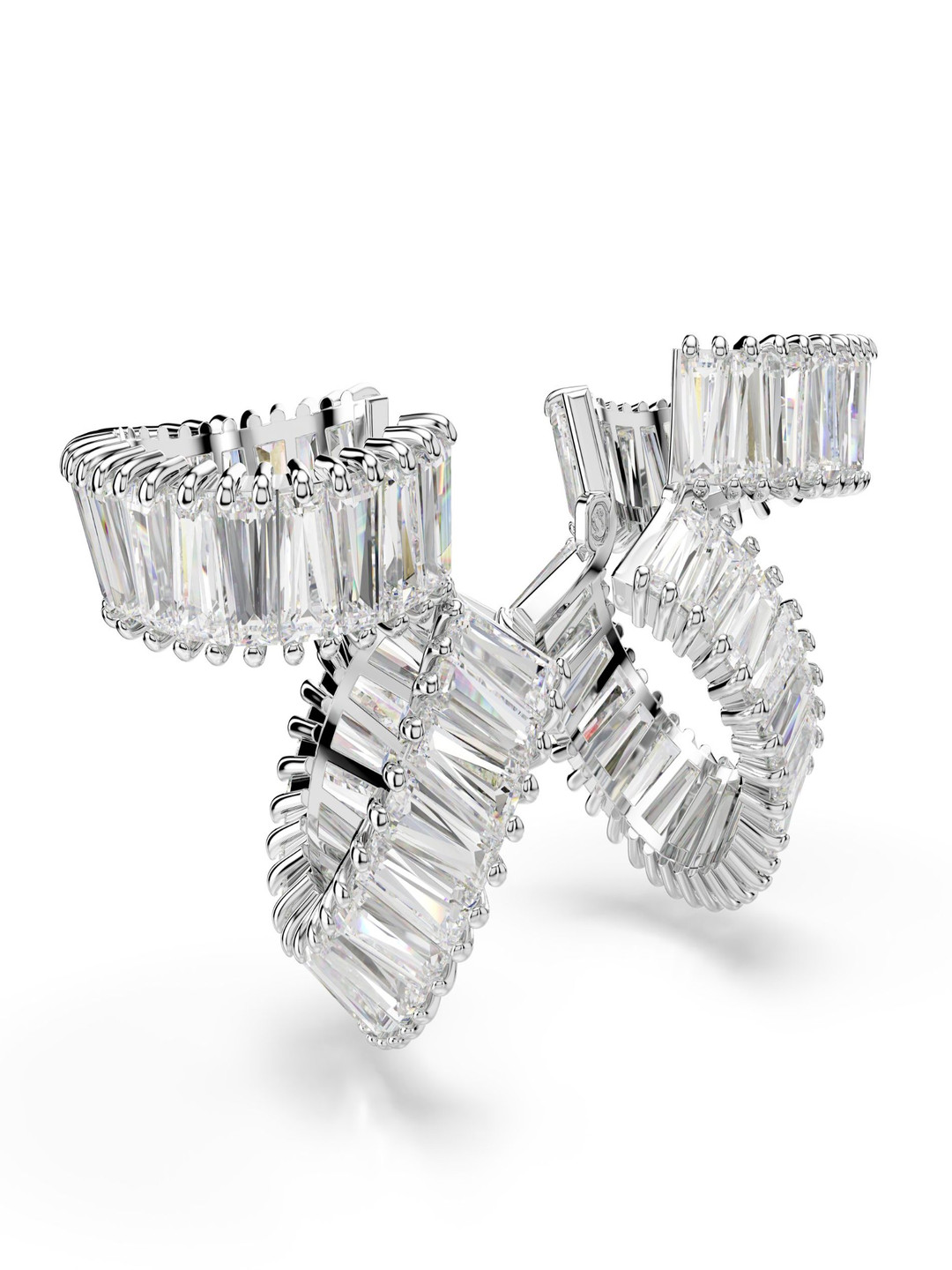 SWAROVSKI CAPSULE Rhodium-Plated Crystal Stones Studded Circular Shaped Ear Cuff