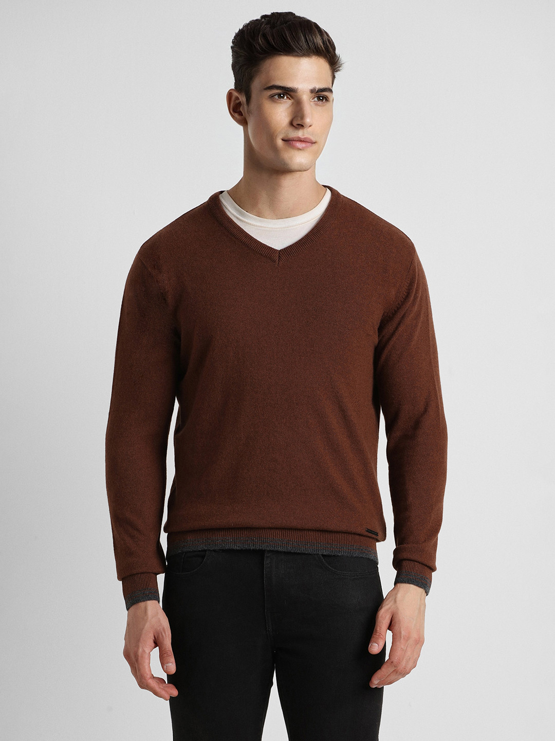 Peter England Casuals Men Brown Woollen Pullover