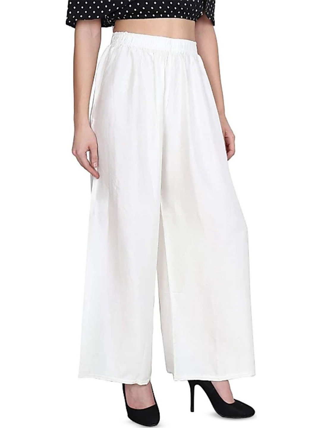 FAMBEE Women Flared Knitted Palazzos