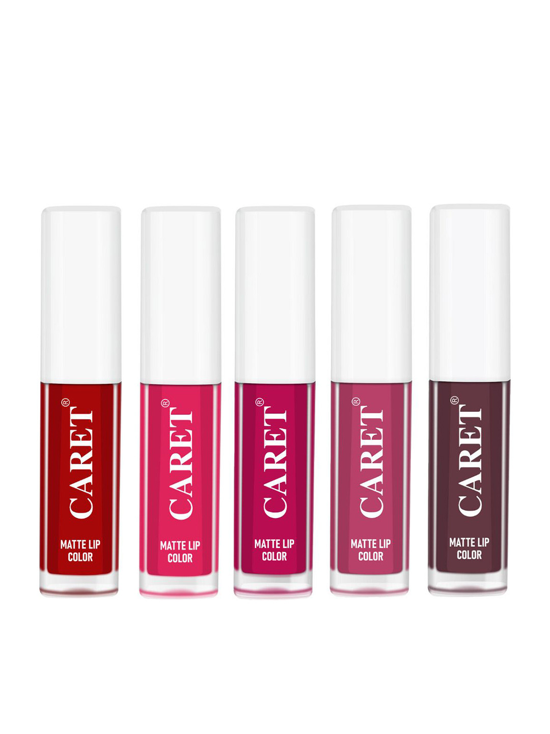 CARET ORGANIC Set Of 5 Super-Pigmented Liquid Matte Lipsticks - 10 ml - 3-4-5-8-7