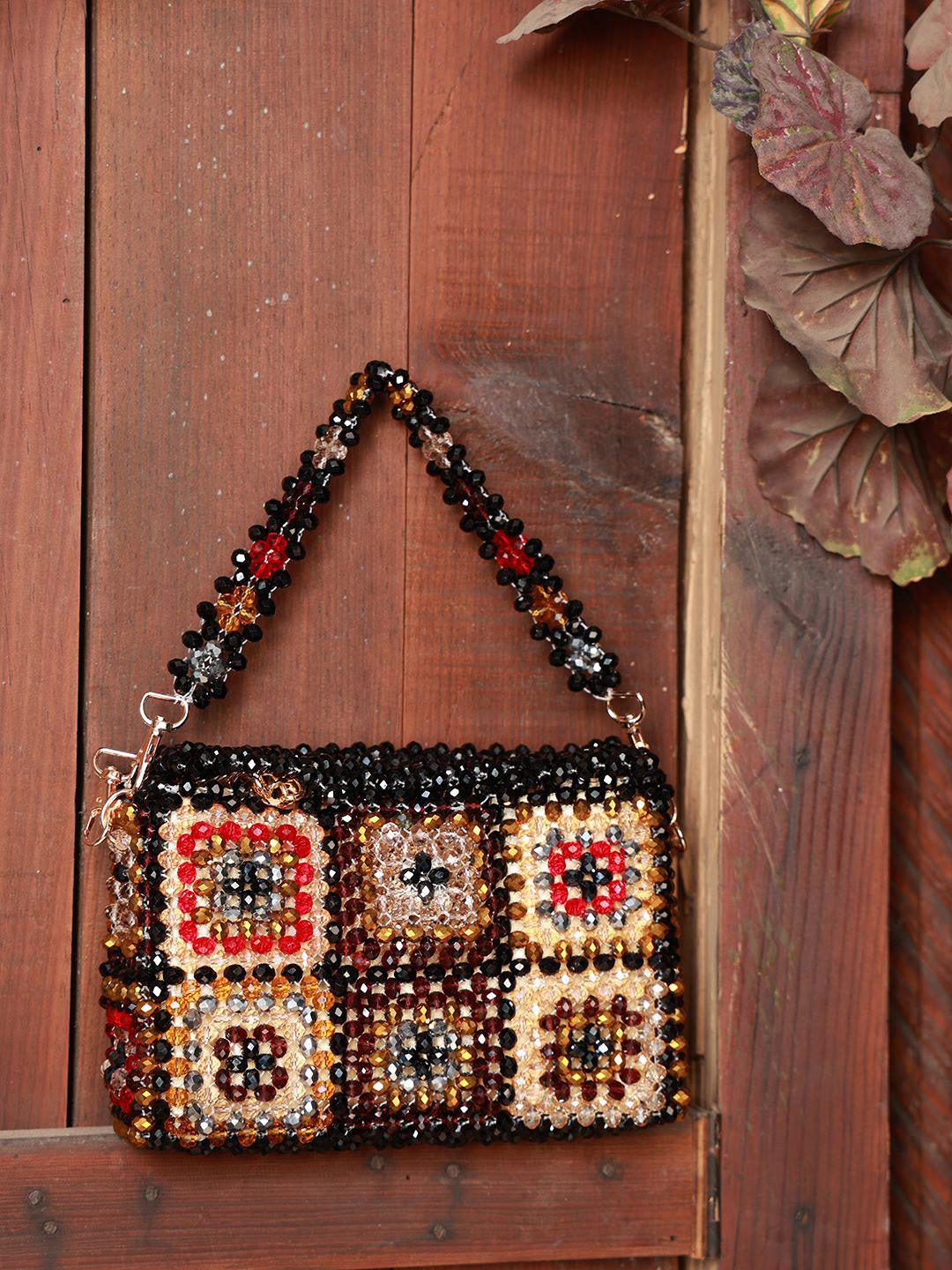 Chiaro Women Structured Multicolor Crystal Embellished Handbag Bag